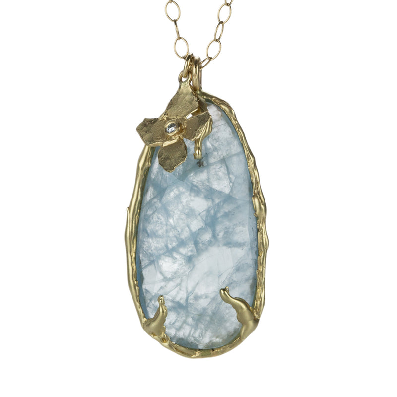 Victoria Cunningham Rose Cut Aquamarine and Flower Pendant Necklace | Quadrum Gallery