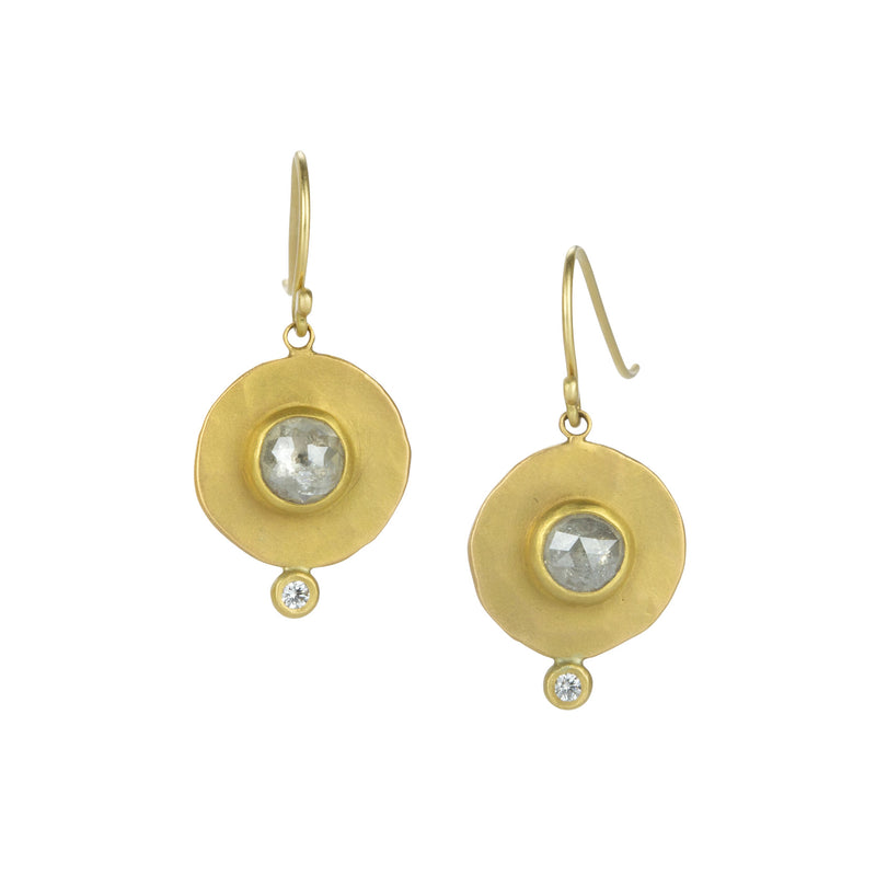 Ananda Khalsa Hammered Disc Earrings with Gray Rose Cut Diamonds | Quadrum Gallery